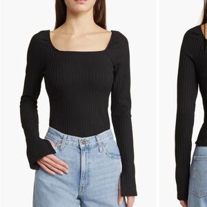 NWT Rib Square Neck Long Sleeve T-Shirt Madewell